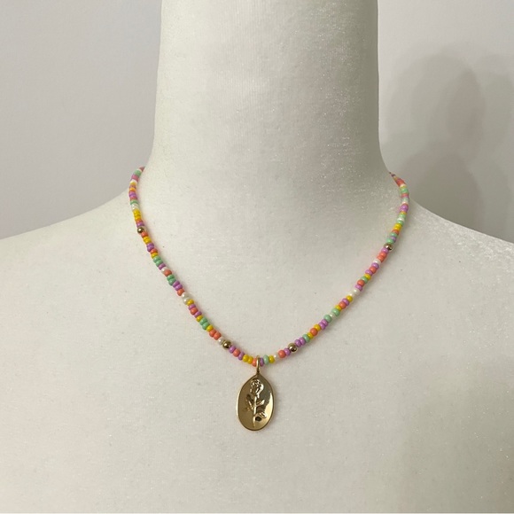 Cute colorful handmade y2k beaded necklace with charm - Picture 2 of 3